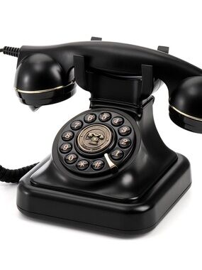 Classic Black Retro Rotary-Style Telephone – Vintage Design